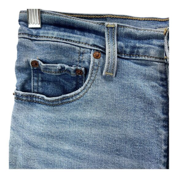 Levi Ribcage Straight Ankle Jeans Sz 29 Raw Hem High Rise Distressed - Picture 4 of 9